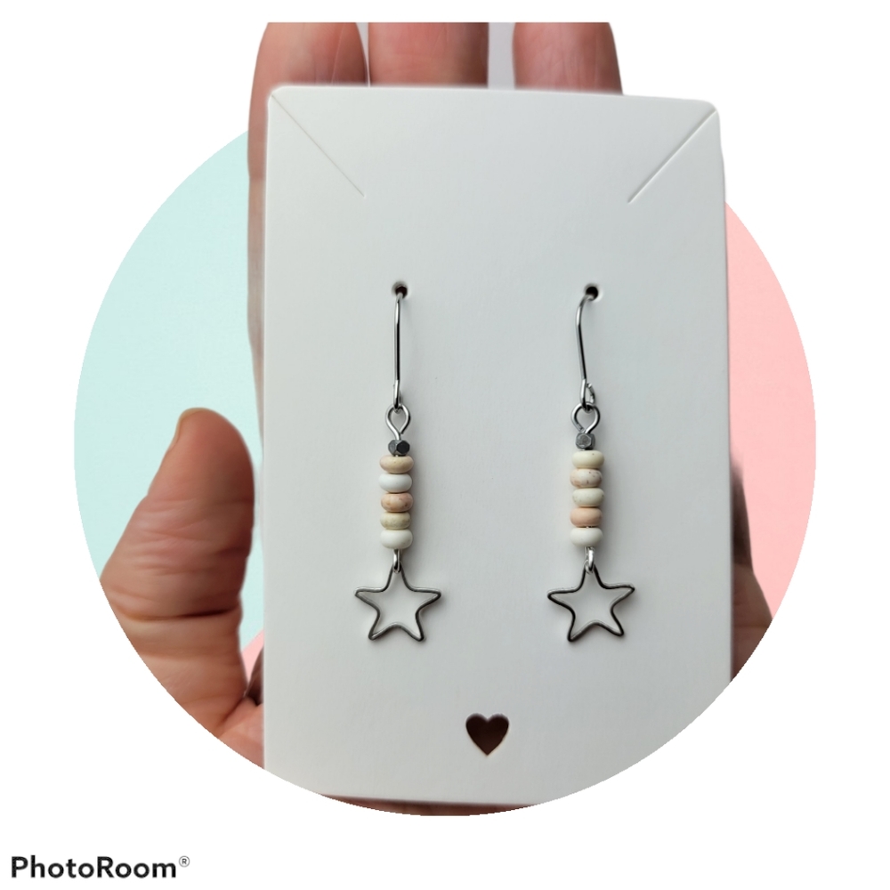 New ~Natural Shell Star Drop Earrings | Handmade Jewelry